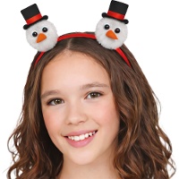 Tiara de Natal com bonecos de neve