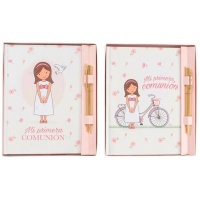 Caderno com caneta de Comunhão menina - 1 unidade