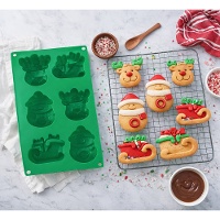 Molde de silicone com motivos natalícios de 17 x 29 cm - 6 cavidades