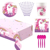 Pack festa unicórnio cor-de-rosa - 8 pessoas