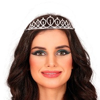 Tiara metálica prateada de princesa