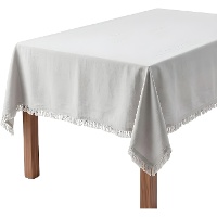 Toalha de mesa 2,50 x 1,40 m tecido cinzento com franjas