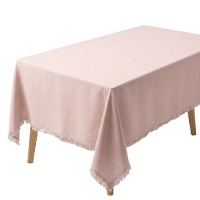 Toalha de mesa 2,00 x 1,40 m tecido natural com franjas