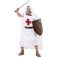 Fato de cavaleiro templário com capuz para homem