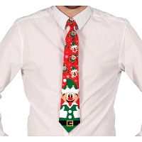 Gravata de Natal divertida com duendes