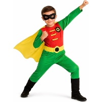 Fato de super-herói vermelho e verde para criança