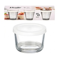 Conjunto de 3 potes de vidro 0,20 L com tampa branca