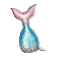 Balão com cauda de sereia azul e rosa de 81 cm