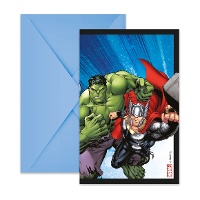 Convites dos Vingadores - azul - 6 unidades