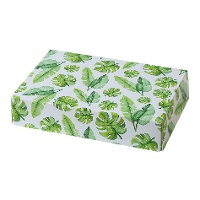 Caixa de 23,5 x 16 x 5 cm com folha tropical