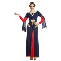 Fato medieval azul e vermelho para mulheres