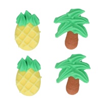 Figuras de açúcar de ananás e palmeira - FunCakes - 12 unidades