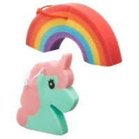 Esponja de banho para crianças unicórnio ou arco-íris - 1 unidade