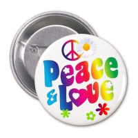 Distintivo hippie multicolorido paz & amor
