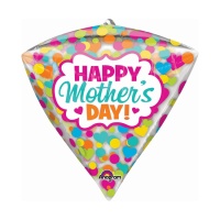 Balão orbz em forma de diamante com a mensagem Feliz Dia da Mãe 38 x 43 cm - Anagrama