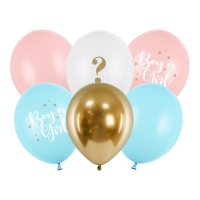 Balões de Látex Menino ou Menina 30 cm - PartyDeco - 6 unidades