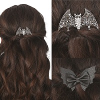 Pinças para cabelo de morcegos brilhantes e pretos - 2 unidades
