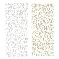 Autocolantes de caligrafia com glitter - 2 folhas