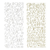 Autocolantes de letras caligráficas com purpurinas - 2 folhas