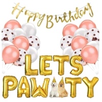 Kit Balões Feliz Aniversário Mascote Dourada - Monkey Business - 25 peças
