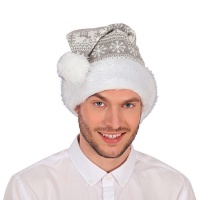 Gorro de Pai Natal cinzento com flocos