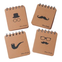 Bloco de notas kraft estilo homem - 4 unidades