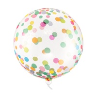 Balão orbz transparente com confettis coloridos de 40 cm - PartyDeco - 1 unidade