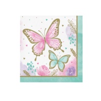 Guardanapos Butterfly Shimmer 16,5 x 16,5 - 16 unid.