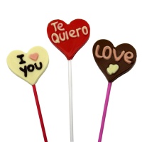 Chupa-chupa de chocolate com forma de coração e mensagem de amor - 1 unidade