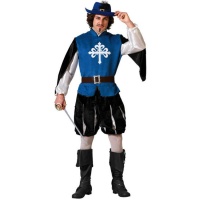 Fato de Mosqueteiro Azul e Preto para Homem