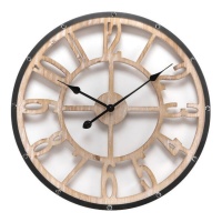 Relógio de parede em madeira preto 60 cm - DCasa