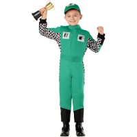 Fato de piloto de corridas verde para crianças