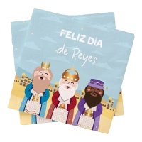 Guardanapos dos Reis Magos azuis de 16,5 x 16,5 cm - 20 unidades