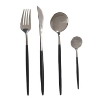 Conjunto de talheres vintage prata e preto - 8 unidades