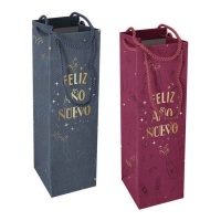 Saco para vinho Happy New Year 33 x 12 x 10 cm - 1 unid.