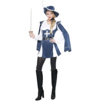Fato de Mosqueteiro para mulher em azul-marinho e branco