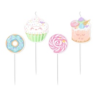 Velas em tons pastel - 4 unidades