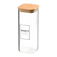 Pote de 2,1 L de borossilicato com tampa de bambu Spagetti