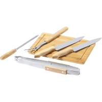 Tábua de corte 36,8 x 24 x 4 cm para churrasco com 6 acessórios