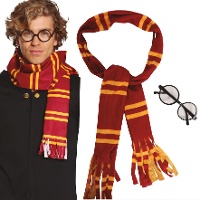 Conjunto infantil Wizard Harry com cachecol e óculos de proteção