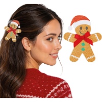 Presilha de cabelo de boneco de gengibre com glitter