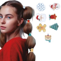 Elásticos para cabelo natalinos sortidos - 6 unidades