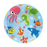 Pratos Animais marinhos 18 cm - 8 unidades