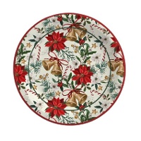 Pratos com estampa de Flor de Natal e Sinos de 18 cm - 8 unidades