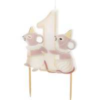 Vela número 1 ratinho baby de 7,5 cm