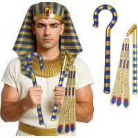 Cetro e mangual de faraó egípcio - 2 peças