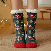 Meias de Natal com estampado do Pai Natal - tamanho 36-42 - 1 par