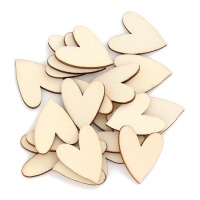 Figuras alongadas de coração de madeira 3 cm - 20 pcs.