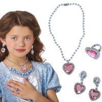 Conjunto de jóias Princesa Coração Rosa