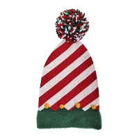 Gorro natalino de Natal com riscas e pompom